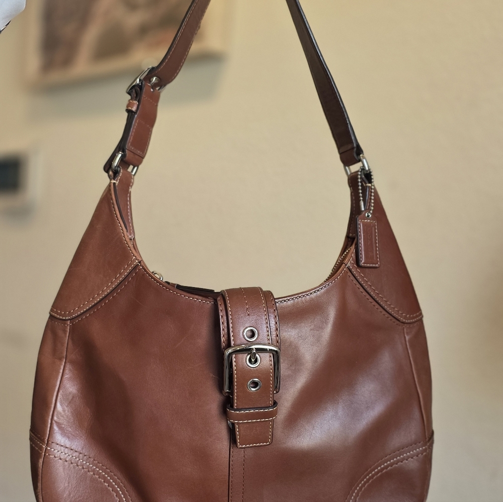 Coach Tan Hampton Buckle Shoulder Bag